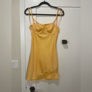 Meshki JOSLYN
Satin Lace Slip Mini Dress - Lemon